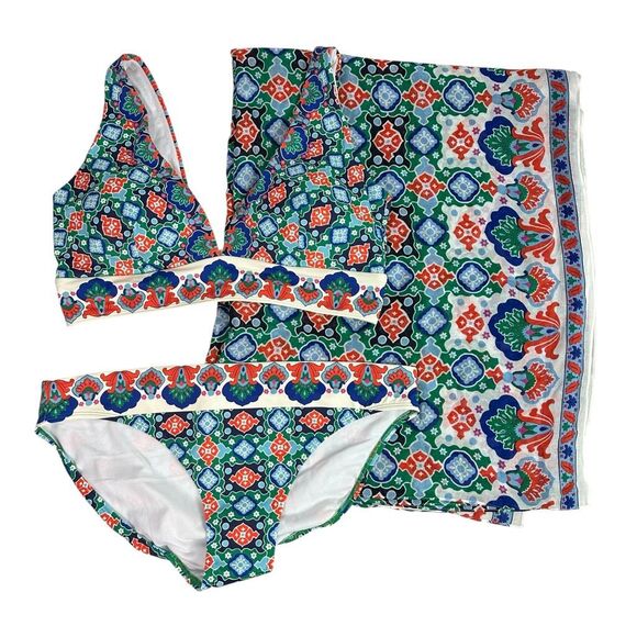 Boden Classic Bikini Bottom Porto Top and Sarong Scarf size 16-18 Mangrove Green - Picture 3 of 16